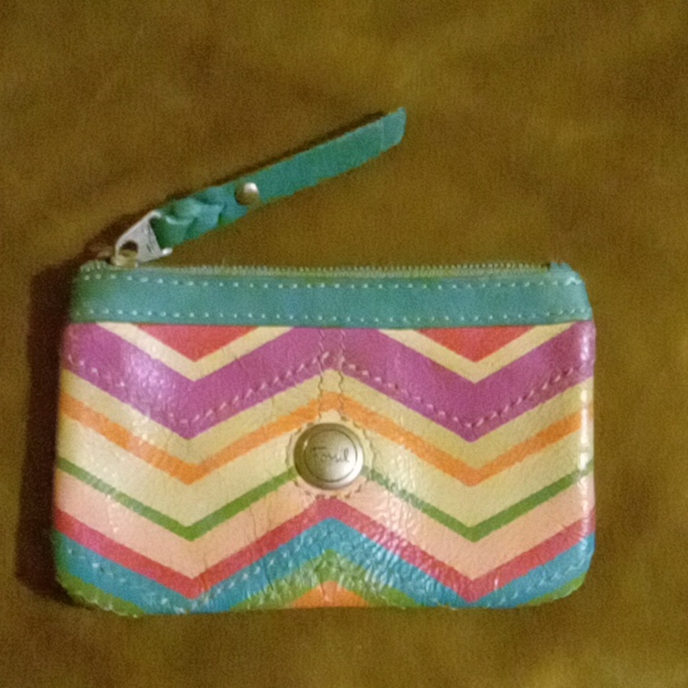 Vintage fossil keychain ID holder